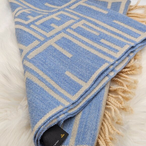 Fendi Zucca Blue and beige pattern Shawl - Picture 13 of 15